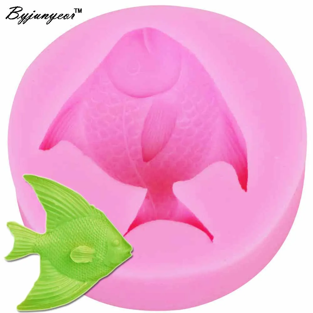 Byjunyeor 3D Fish 3D Candle Soy Wax Mould Scented Soap Handmade Silicone Mold Plaster Resin Clay Diy Craft Home Decoration m858