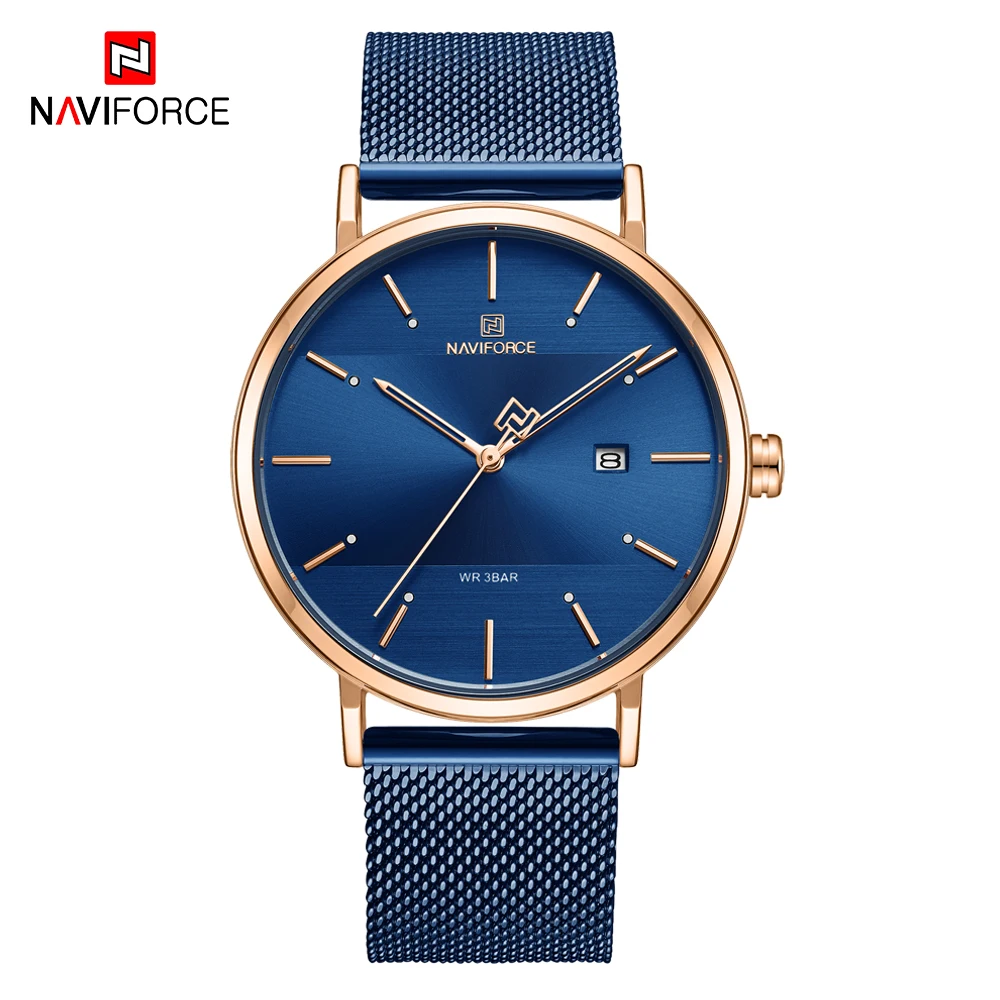 NAVIFORCE Luxury Brand Watches for Men Stainless Steel Mesh Belt Casual Design Quartz Men’s Wristwatch Relogio Masculino