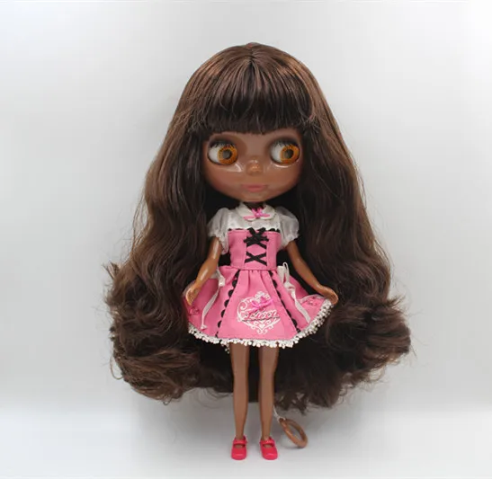 

Blygirl doll Nude doll brown bangs curls dark black skin Blyth doll 7 joint body DIY dolls can be replaced multi-body new skin