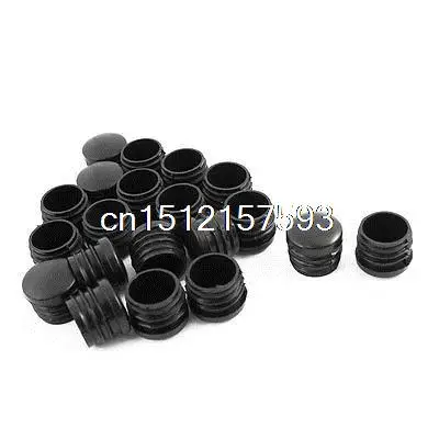 20 Pcs Black Plastic 3/4PT Thread Round Tubing Pipe Insert Caps Covers