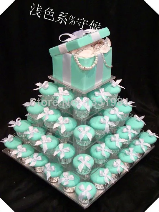 Wholesale 5 Tier Square acrylic cupcake stand free charge of shipping cost decoration