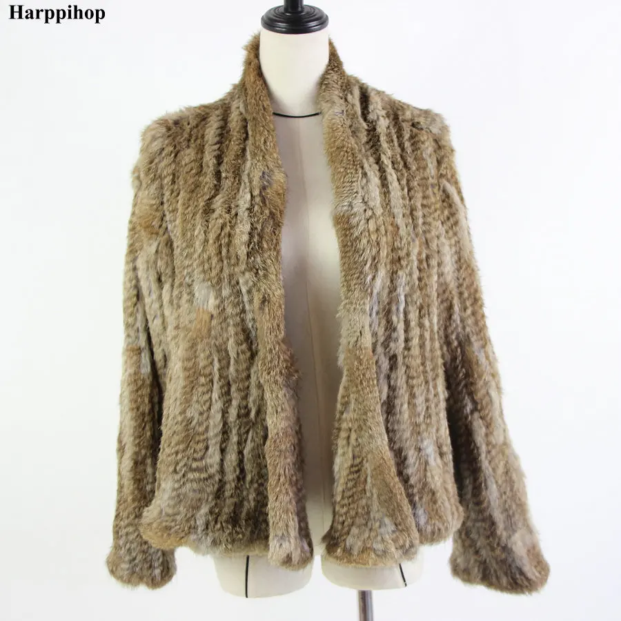 2021 Hot sale knitted rabbit fur jacket popuplar fashion fur jacket winter fur coat for women*harppihop