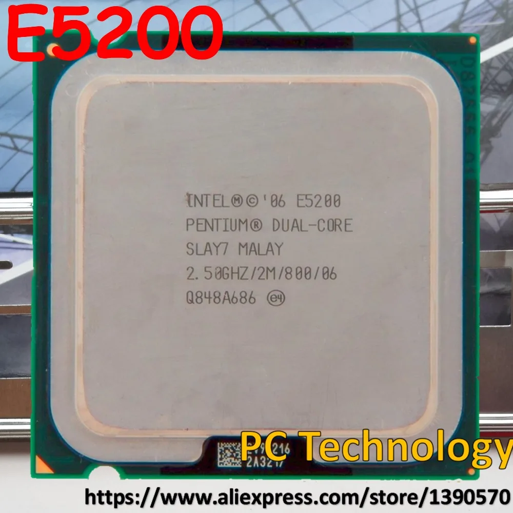 Original Intel Pentium E5200 Dual Core Desktop Processor 2.5GHz 2M 800 MHz Socket 775 free shipping (ship out within 1 day)