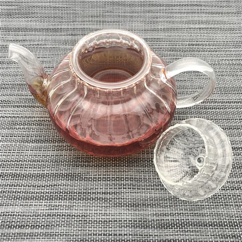 Arshen 600ml Pumpkin Style Durable Glass Teapot with Filter Handmade Heat Resistant Teapot Kungfu Flower Tea Coffee Heathly Life