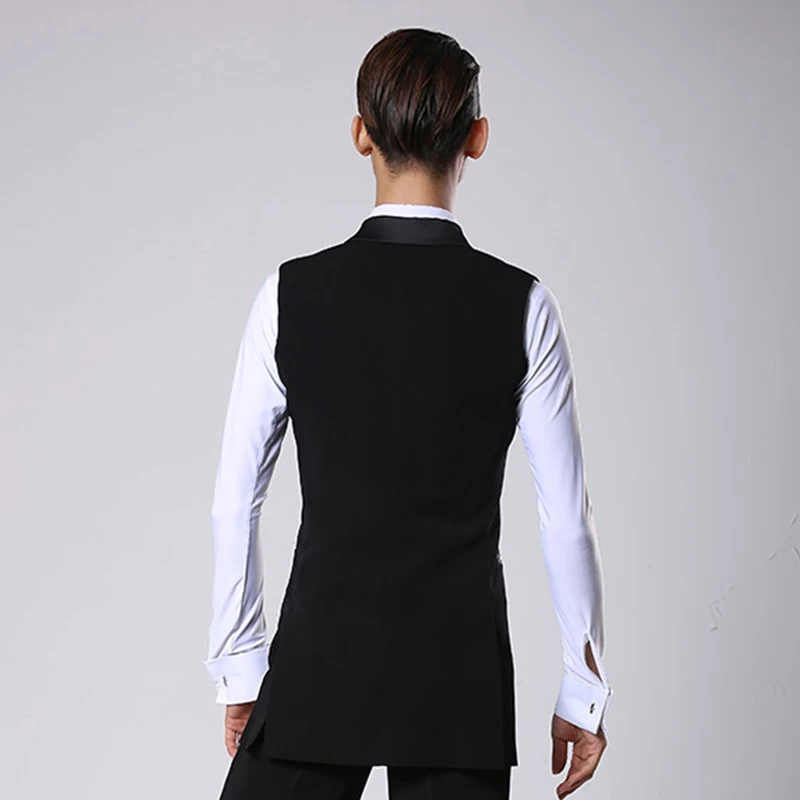 Ballroom Latin Dance Shirts Men Black Long Veat Coat Male Waltz Flamengo Cha Cha  Clothes Competition Performance Wear DNV11344