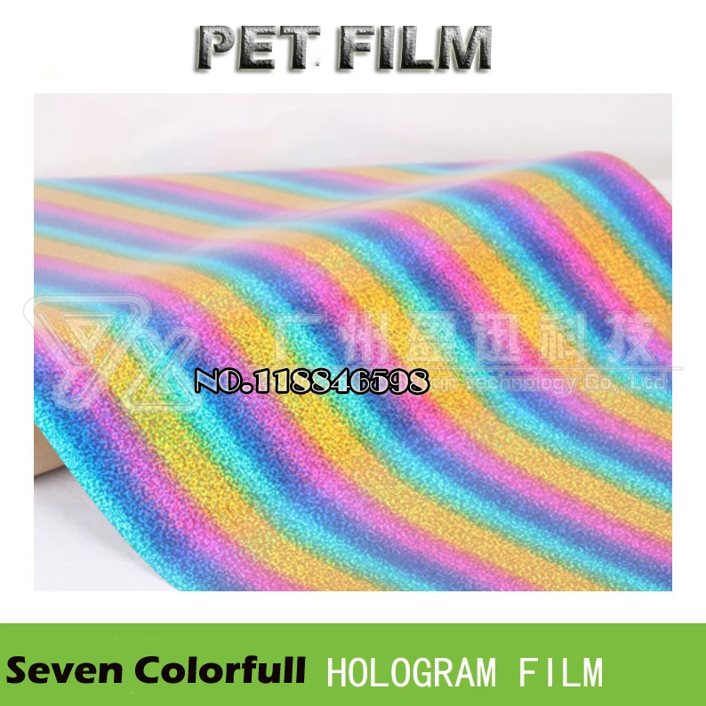 Free Ship Seven Colorfull Muti Strip PET Laser Color Heat Transfer Film South Korea Quality Vinyl 50cm(Width)x100cm(Length)/Lot