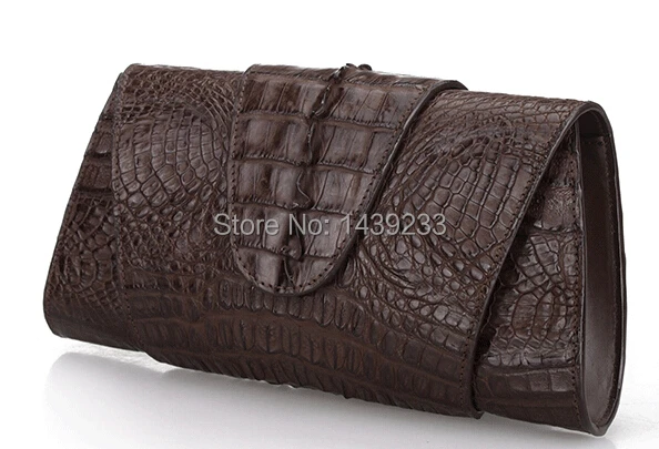 

100% Alligator skin Genuine Crocodile leather tail skin women clutch wallets coffee brown women evening clutch wallet purse