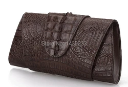 100% Alligator skin Genuine Crocodile leather tail skin women clutch wallets coffee brown women evening clutch wallet purse