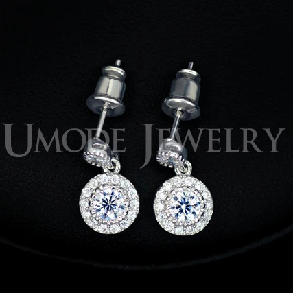 UMODE New Rhodium Color Stud Earrings with Top Quality Cubic Zirconia Women Earrings Free Drop Shipping UE0097