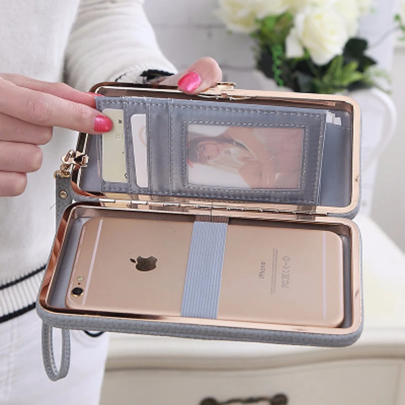 Purse bow wallet female famous brand card holders cellphone pocket PU leather women money bag clutch women wallet 505 replace