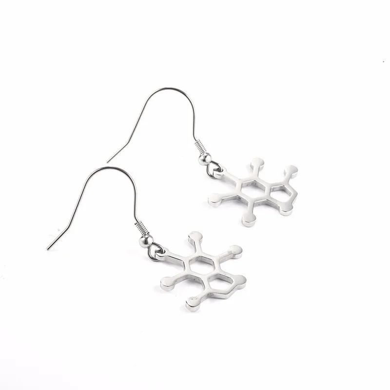 Simple Caffeine Molecule Chemistry Laboratory Molecular Lady Jewellery Earring Science Stainless Steel Gifts