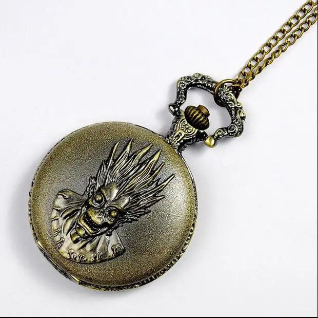 Vintage Bronze antiques Fashion quartz ghost Modern hours Necklace pocket watches gift