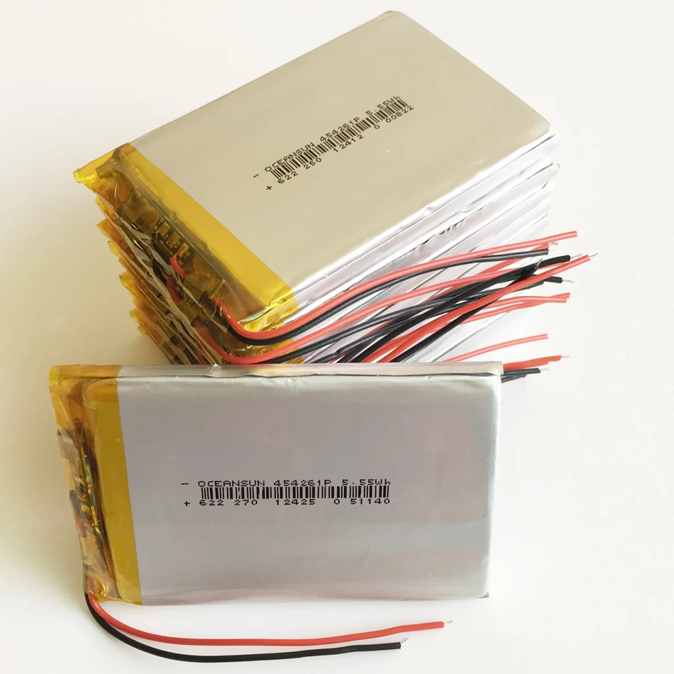 

10 PCS 3.7V 1400mAh Lithium Polymer Li-Po Rechargeable Battery 454261 For GPS Navigator Electronic Part Camera Speaker