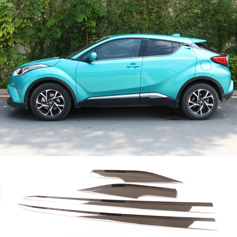 

ABS Chrome Door Side Line Lining Body Molding Garnish Trim Cover Strip Protector Guard For Toyota C-HR CHR 2017 2018