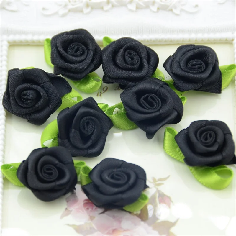 50pcs Artificial Mini Silk Fresh Flower Head Making Handmade Diy Ribbon Roses For Home Wedding Christmas Decoration Craft