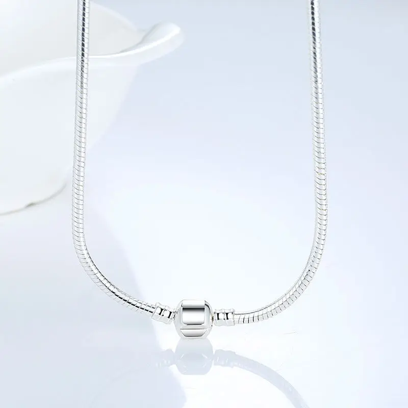 2020 Hot Sale Fashion 45CM Silver color Snake Chain Necklace Pendant Fit Original Beads Charms DIY Jewelry Gift