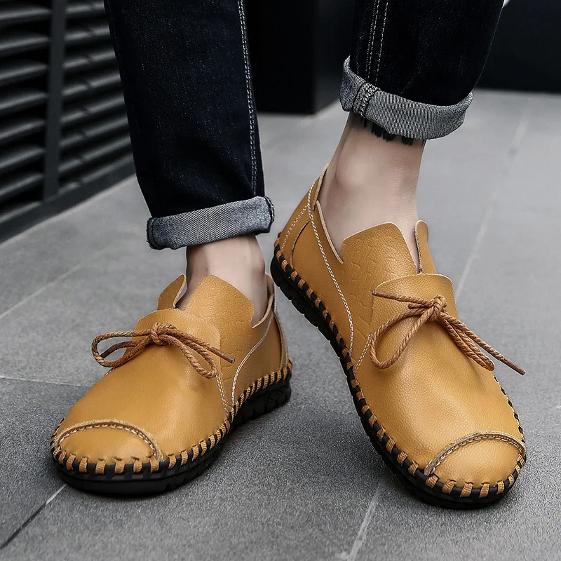 

Big Size 38-47 Fashion Men Leather Casual Shoes British Flats Loafers Soft Moccasins Gommino Driving Shoes Men Zapatos De Hombre