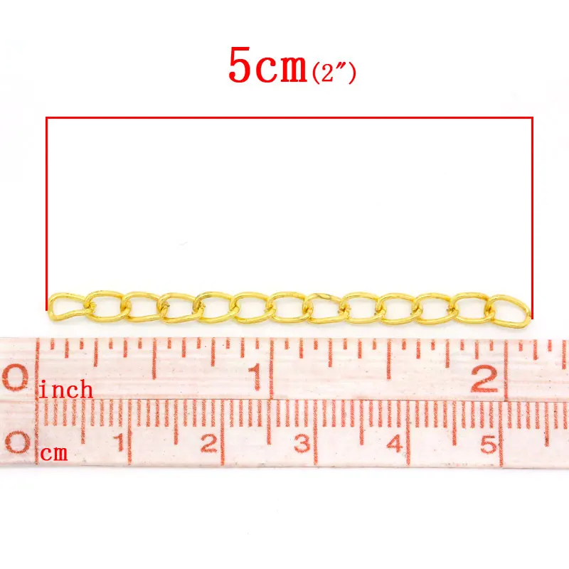 DoreenBeads 100 PCs Gold Color Extended&Extension Jewelry Chains/Tail Extender Chains for DIY Necklace Jewelry Making 50x3mm