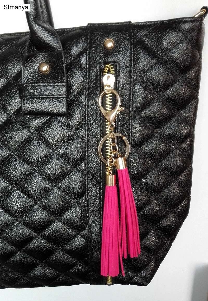 Tassel Key Chain women Tassel KeyChain bag accessory - New fashion 2 suede Tassels Car Key ring fringe jewelry #17020