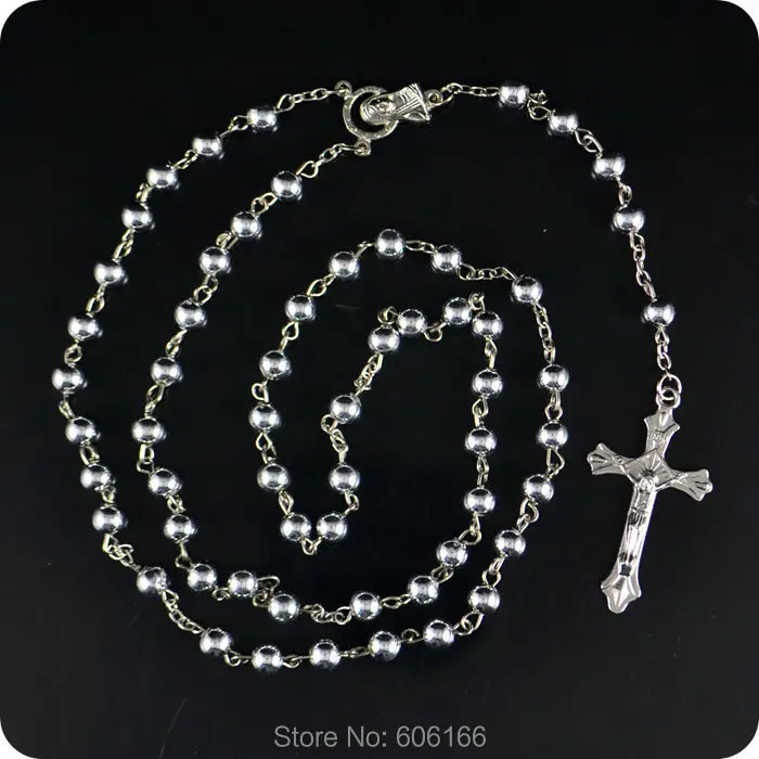 12x Rosary Beads INRI JESUS Cross Crucifix Pendant Necklace Catholic Fashion Religious jewelry Wholesale