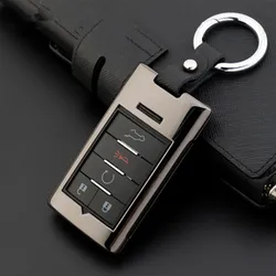 Alloy Leather Car Key Cover Cases For Cadillac Escalade SRX XTS ATSL SLS CTS STS ATS BLS Key Case Keyless Entry key holder