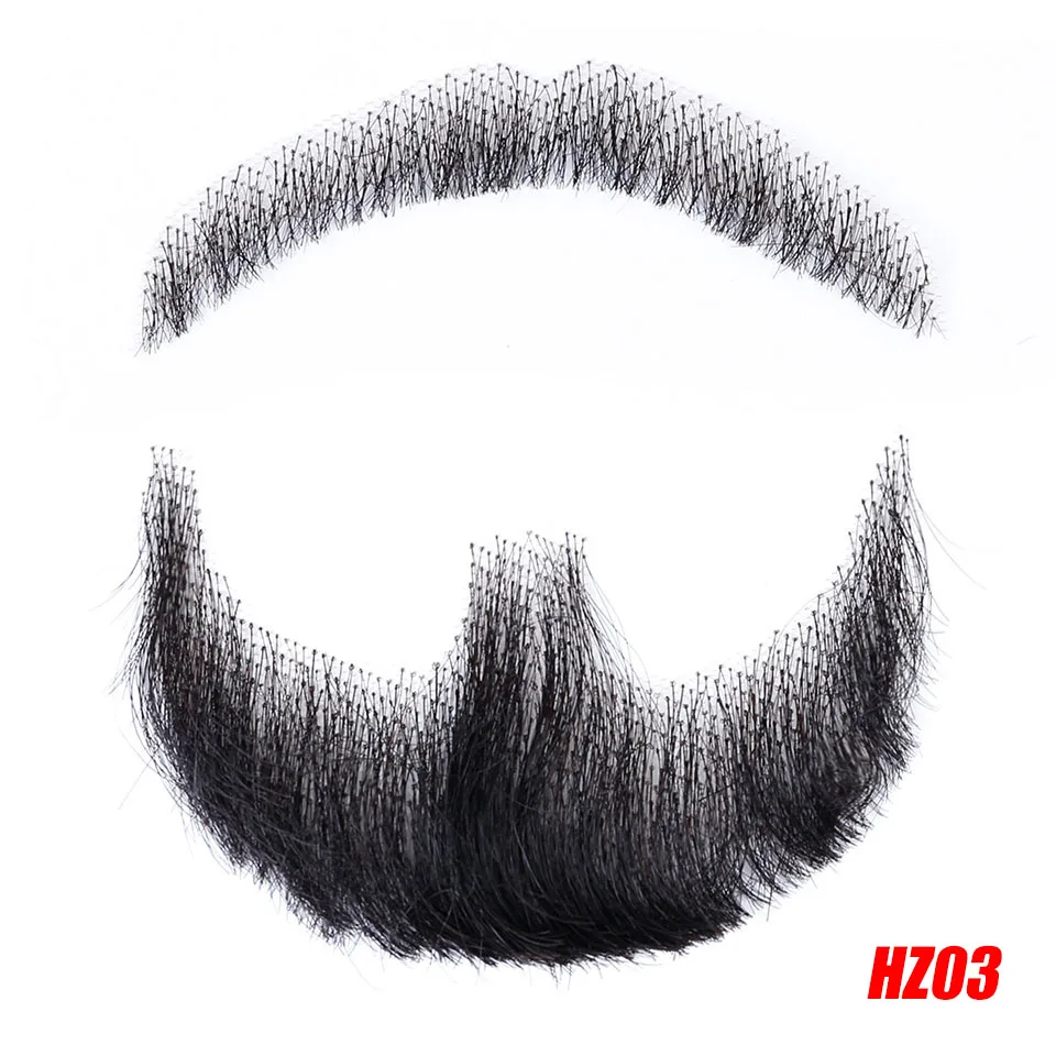 Brazilian Lace Beard For Men 100% Human Hair Hand Made Mustache Remy Hair Cosplay Swiss Lace Invisible Fake Beards SalonChat