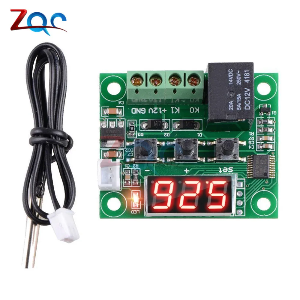 W1209 LED Digital Thermostat Temperature Control Thermometer Thermo Controller Switch Module DC 12V Waterproof NTC Sensor