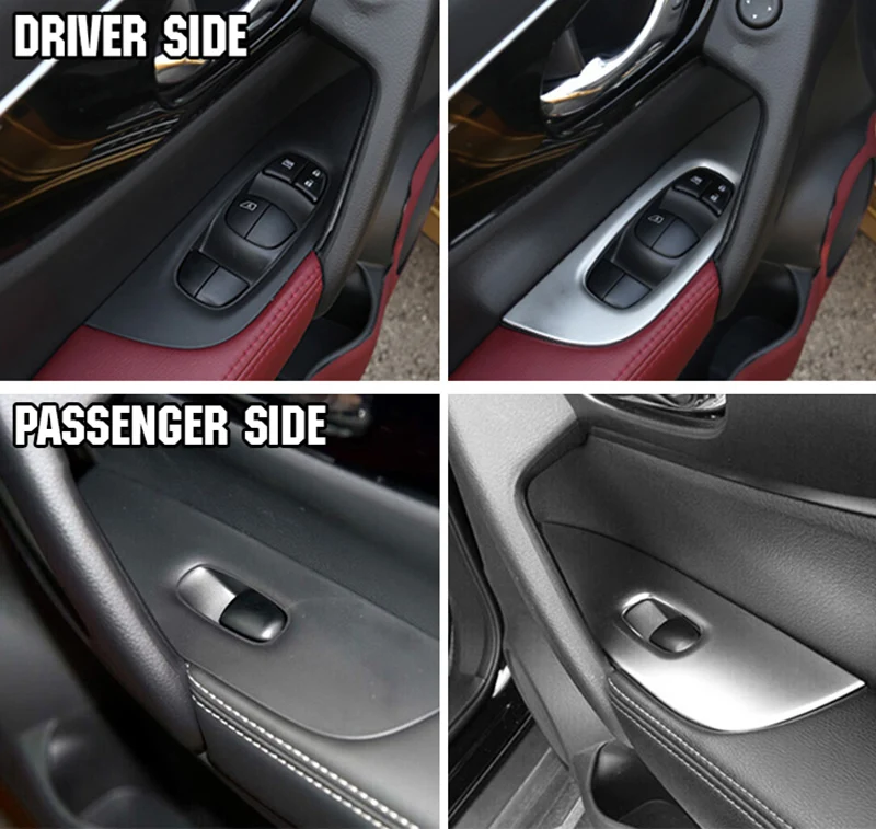 For Nissan Qashqai J11 2016-2019 Chrome Door Window Armrest Cover Switch Button Panel Trim Frame Car Styling Accessories 4Pcs