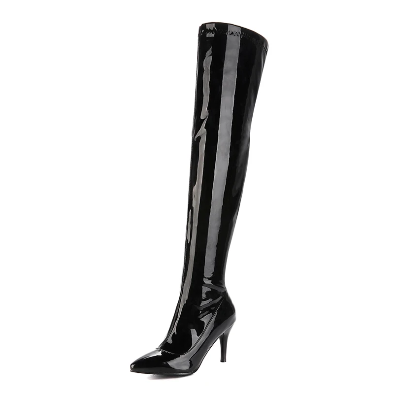 Black High heels over the knee boots women thigh high boots Ladies Winter shoes woman cuissardes sexy talons hauts sexy hautes