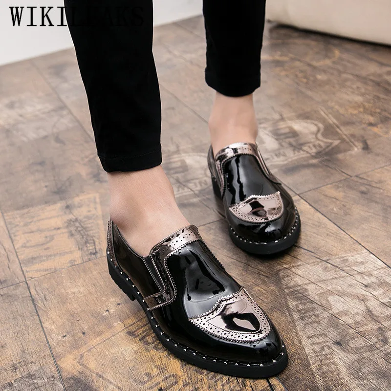 2026 Designer Men Formal Shoes Men\'s Business Dress Brogue Shoes For Wedding Party Patent Leather Oxford Shoes For Men Loafers