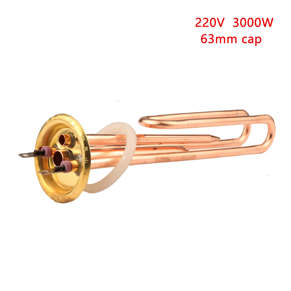 63mm Cap Brass Electric Water Heater Tube 220V 3000W Heating Element Boiler Heater Parts