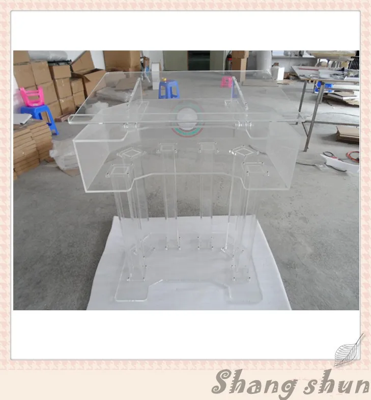 Grote Plexiglas Lessenaar Podium, Conferentie Lessenaar/Rostrum Acryl Lessenaar Podium, Moderne Kerk Podium, Kerk Clear Lessenaar