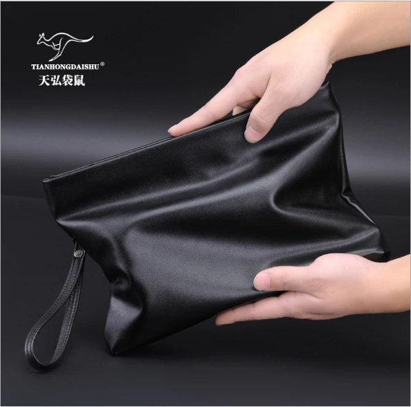 New fashion Casual Cowhide leather   handbags Men\'s Envelope Clutch Business Large Capacity Hand Bags for Male