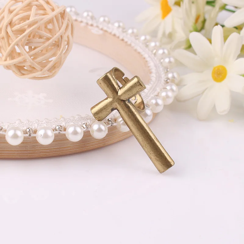 LUBOV Personality Statement Gold Color Metal Cross Finger Ring Punk Style Women Christian Jewelry 2019 New