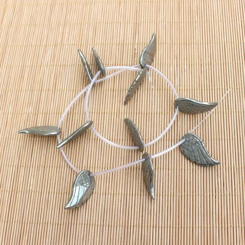 Natural Pyrite 16x30mm Wing shape Beads 11pcs per strand,For DIY Jewelry Making !We provide mixed wholesale for all items!