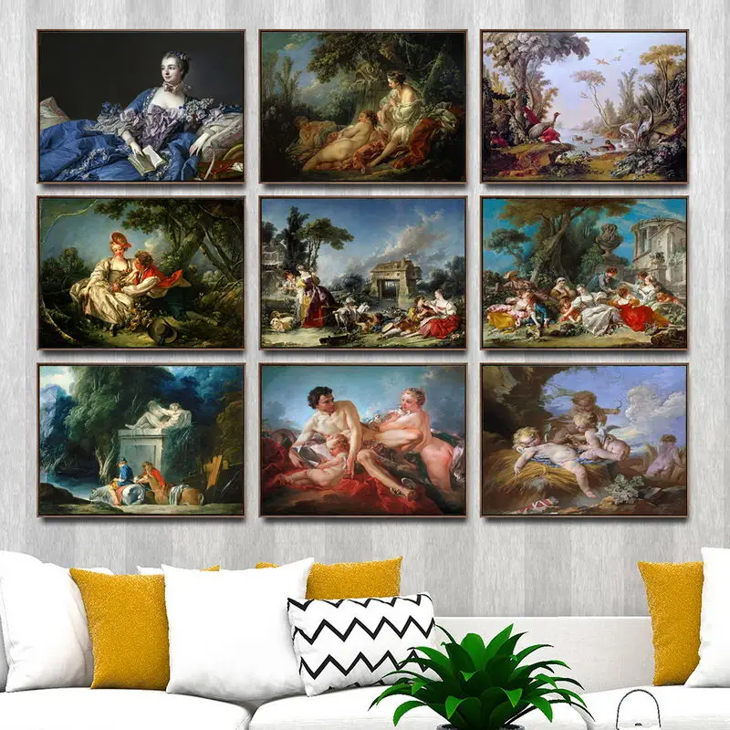 Home Decoration Art Wall Pictures Fro Living room Poster Print Canvas  Paintings French Francois Boucher Figure Paingting 2