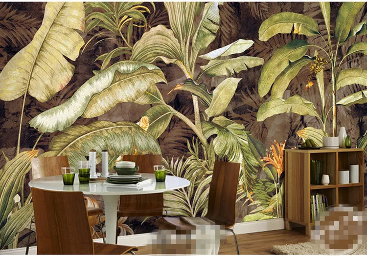 

3d abstract wallpapers leaf of Japanese banana retro European Tropical wallpaper photo wall mural living roomwall decor murals