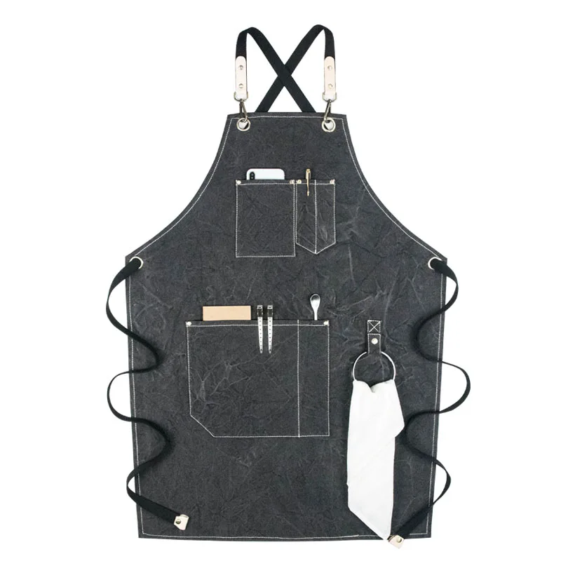 Fashion Korean canvas apron milk tea coffee restaurant bakery dessert cake shop overalls man and woman apron