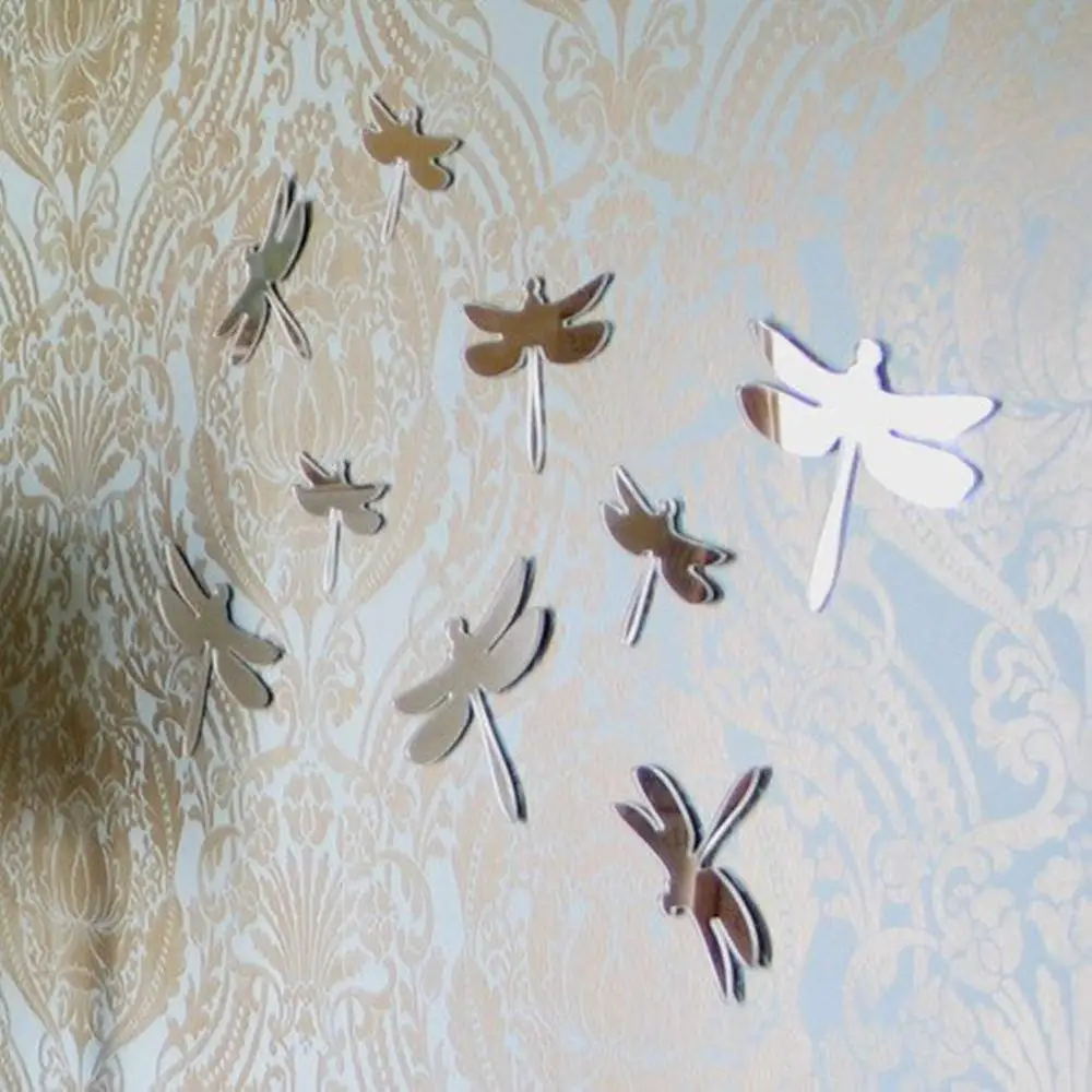 DIY Mirror Wall Dragonflies Sticker,Creative Dragonfly Wall Mirror Sticker,3D Wall Mirror Sticker, Wall Mirror Decal 15PCS