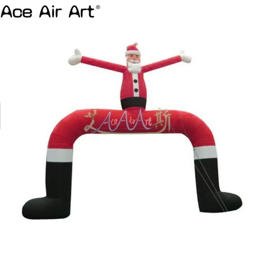 High Quality 8m W Inflatable Santa Claus Arch 3D Man Shaped Archway with Legs and Hands on Sale