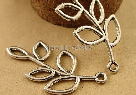 

50pcs 19mmx41mm Antique Silver tone/Antique Bronze Hollow Peace Branch & Leaves Connector Pendant Charm/Finding,DIY Accessory