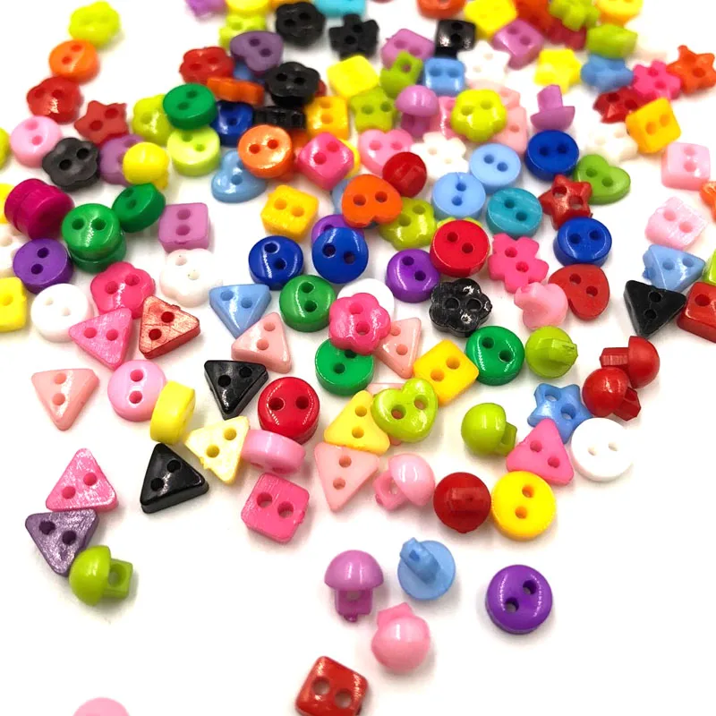 100PCS 6mm Mixed Mini Resin Tiny Buttons Craft Sewing Tools Decorative Button Scrapbooking DIY kid's apparel Button PT209