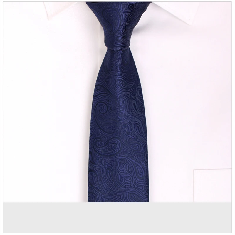 Brand Ties for Men Navy Blue Paisley Jacquard Weave 2.75 Inch  Profession Work commerce Casual Necktie Men's  Tie Gift