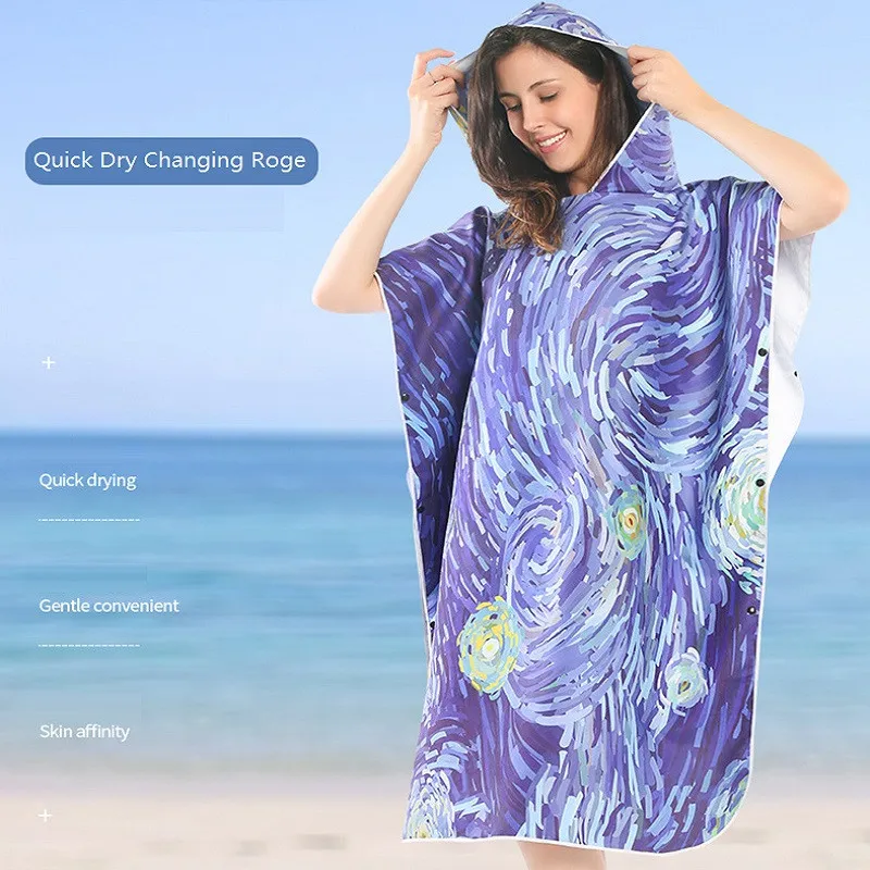 Mikrofaser Neoprenanzug Ändern Robe Handtuch Poncho mit kapuze Quick Dry Mit Kapuze Handtücher für Schwimmen Strand Surf Kompakte, Leichte 85*100cm