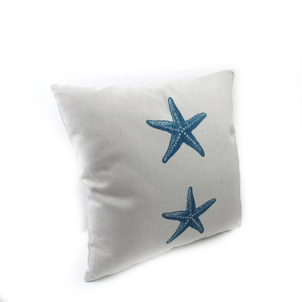 Sea animal sea star cotton linen digital print cushion cover pillow case blue sea cushion sets