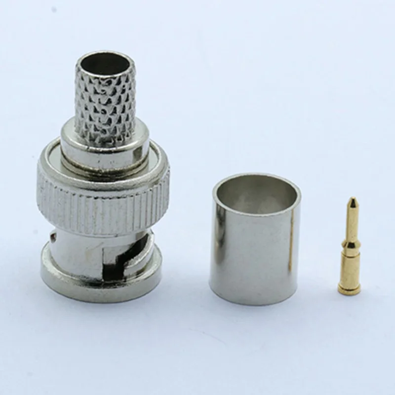 10pcs/lot BNC Male Crimp Type Connector for CCTV Systems Female Coupler Connector BNC RG58/RG59/RG6  Wholesale