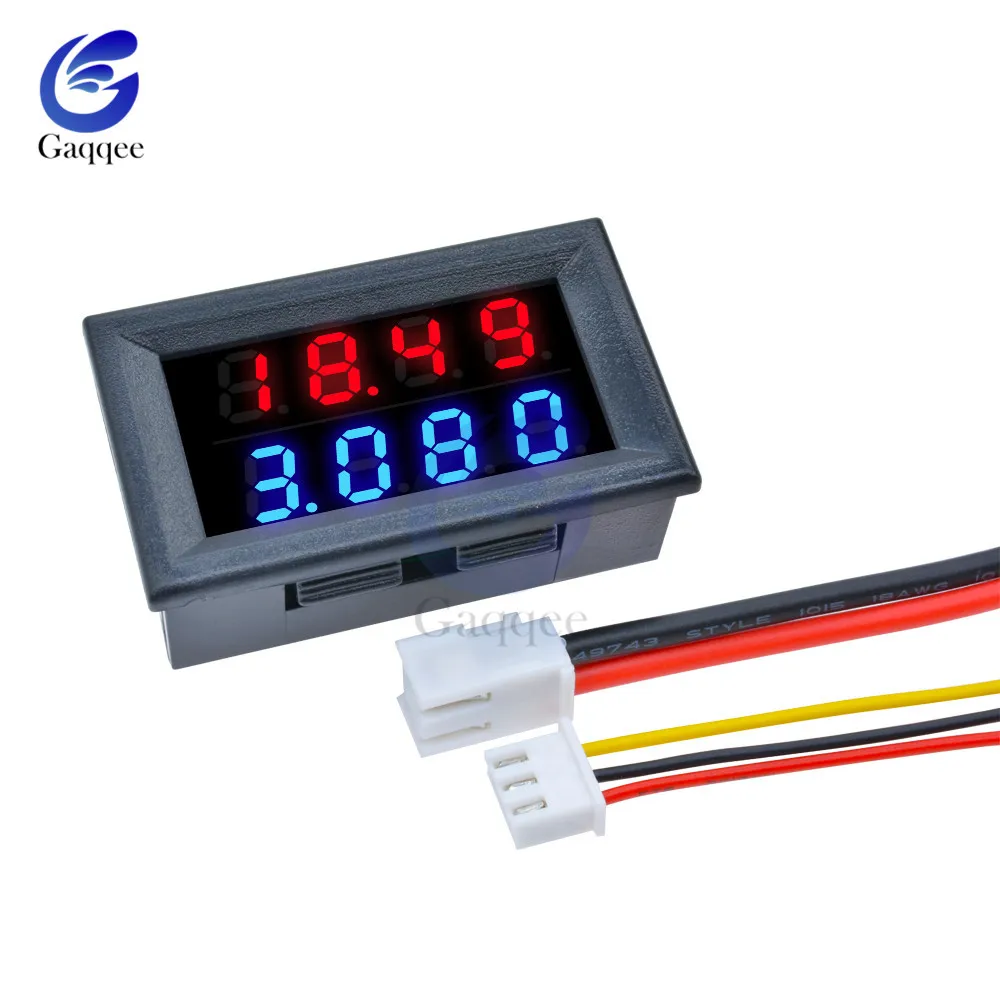 Digitale DC Voltmetro Amperometro 4 Bit 5 Fili DC 200V 10A Tensione Corrente Amp Tester di Pannello di Alimentazione Rosso blu Doppio Display A LED