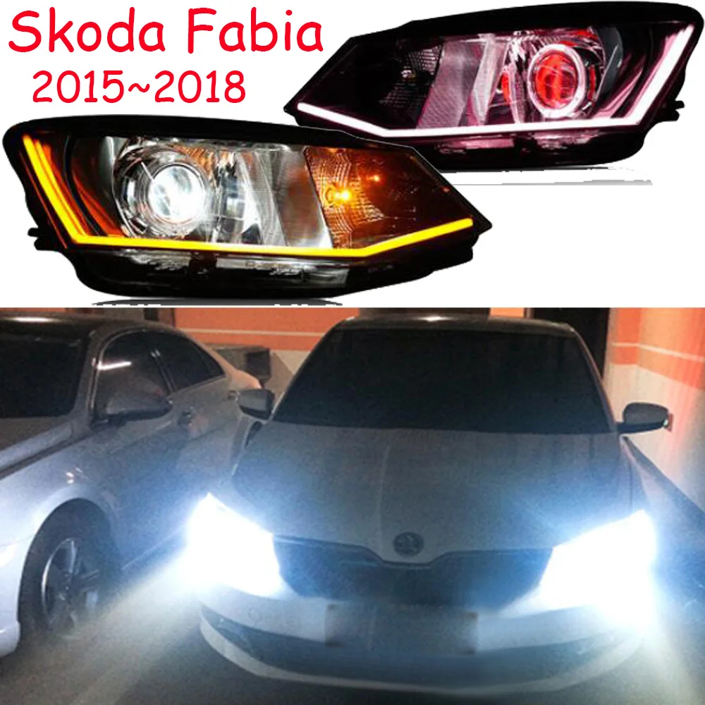 

car Head light For Fabia Headlights 2015 2016 2017 2018year Fabia headlight DRL HI LO HID xenon