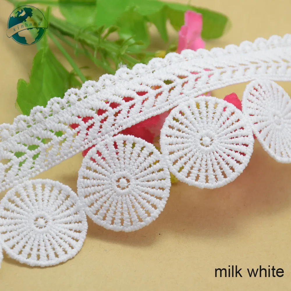 5cm Width 2 colors Polyester Embroidery Sewing Ribbon Guipure Lace Trim Fabric Warp Knitting DIY Garment Accessories#3677