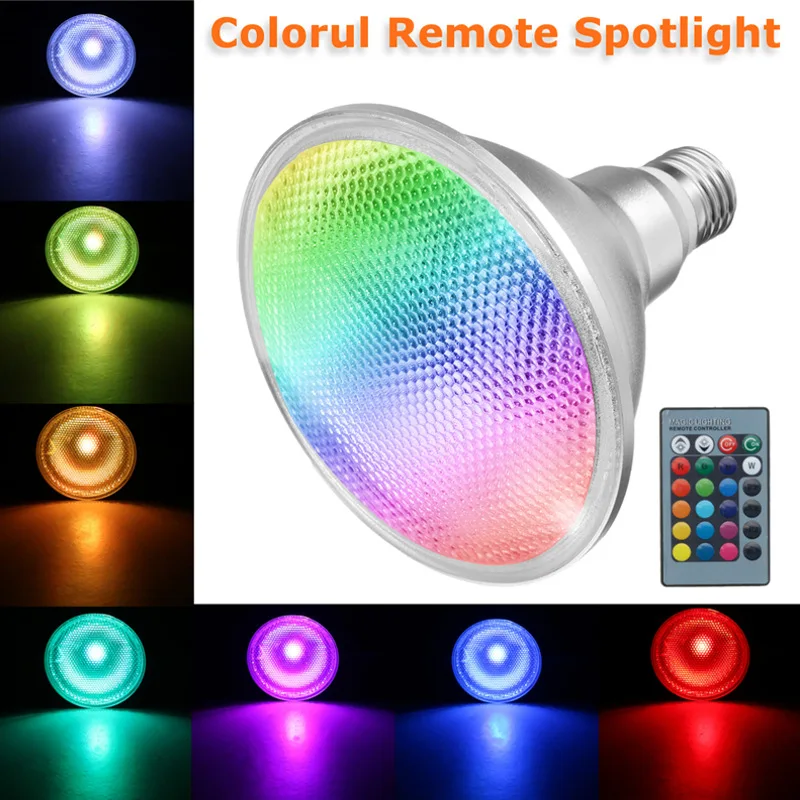 

Dimmable 10W 20W PAR30 PAR38 E27 RGB LED Light AC110-220V Waterproof Color Changing Bulb Spot Flood Lamp With Remote Control